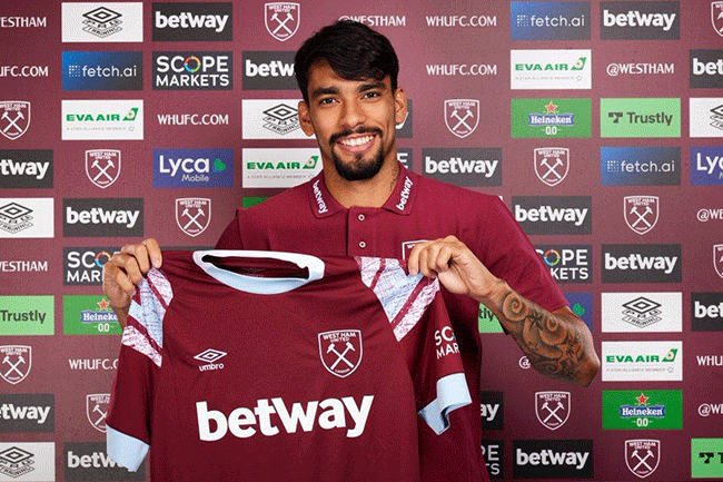 West Ham ទិញ​បាន​ខ្សែបម្រើ​ប្រេ​ស៊ី​ល Lucas Paqueta តម្លៃ​ផ្ទេរ​បំបែក​កំណត់ត្រា​ក្លិប